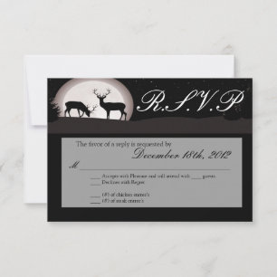 3x5 R.S.V.P. Reply Card Hunters Moon Deer Buck Doe