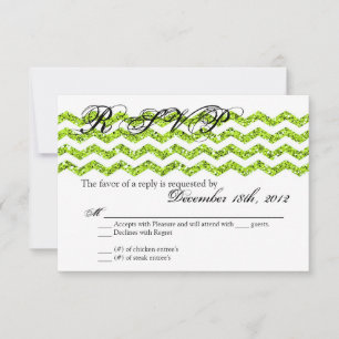 3x5 R.S.V.P. Reply Card Lime Glitter Chevron Strip