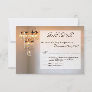 3x5 R.S.V.P. Reply Card Mason Jar Chandelier Candl