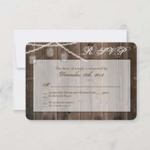 3x5 R.S.V.P. Reply Card Mason Jar String Lights