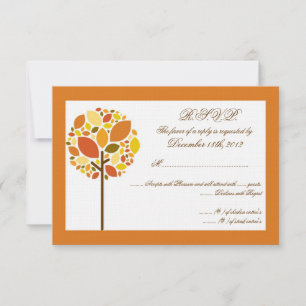 3x5 R.S.V.P. Reply Card Modern Autumn Tree Fall