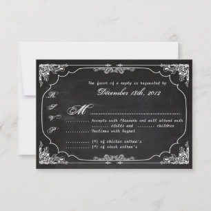 3x5 R.S.V.P. Reply Card Modern Chalkboard Vintage
