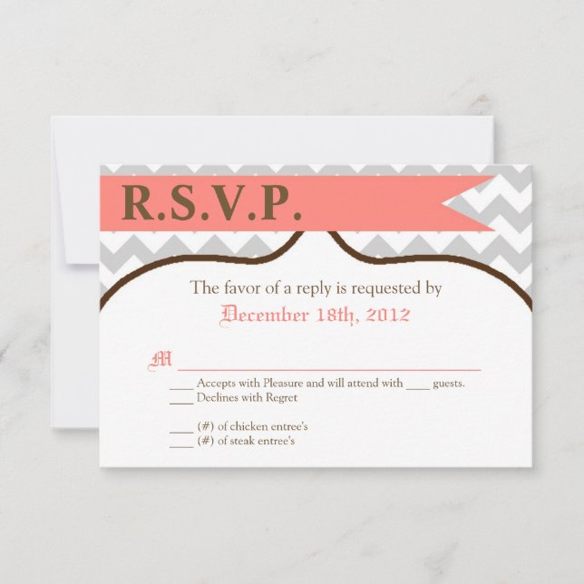 3x5 R.S.V.P. Reply Card Modern Chevron Stripe Cora (Front)