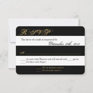 3x5 R.S.V.P. Reply Card Modern Stripe Black White