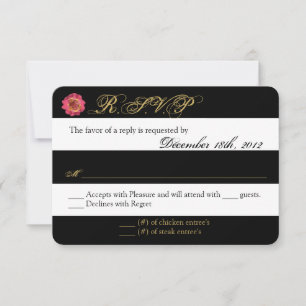 3x5 R.S.V.P. Reply Card Modern Stripe Black White