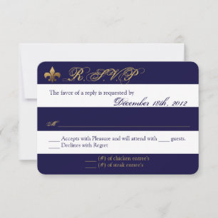 3x5 R.S.V.P. Reply Card Modern Stripe Navy White