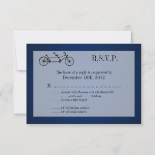 3x5 R.S.V.P. Reply Card Navy Blue Double Bike