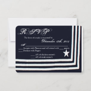 3x5 R.S.V.P. Reply Card Navy Summer Dress Blues