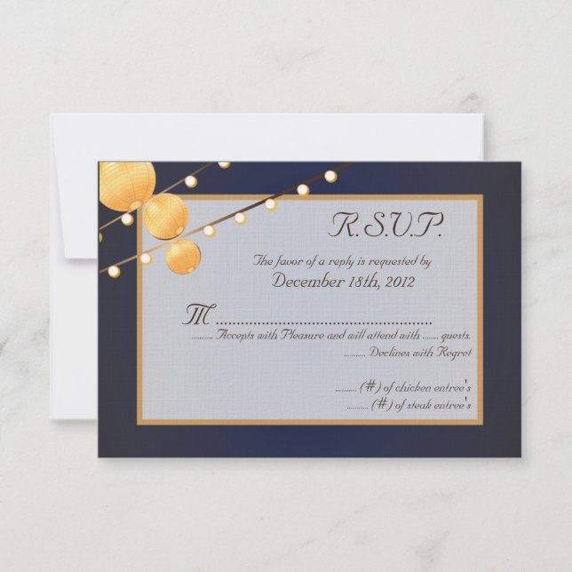 3x5 R.S.V.P. Reply Card Paper Lanterns on Blue (Front)