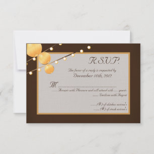 3x5 R.S.V.P. Reply Card Paper Lanterns on Brown