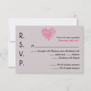 3x5 R.S.V.P. Reply Card Pink Floral Petals Flower