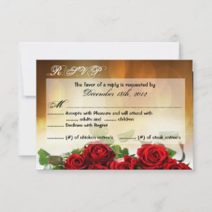 3x5 R.S.V.P. Reply Card Red Rose Bouquet Bridal