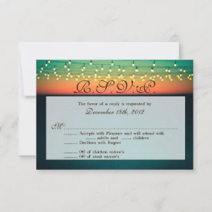 3x5 R.S.V.P. Reply Card Sunset String Lights Yard