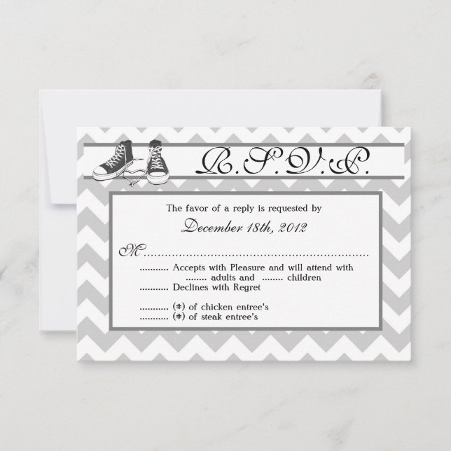3x5 R.S.V.P. Reply Card Teenage Sneakers Chevron (Front)