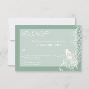 3x5 R.S.V.P. Reply Card Vintage Love Bird