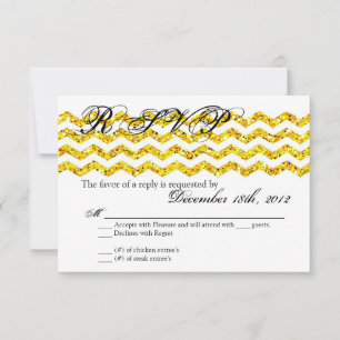 3x5 R.S.V.P. Reply Card Yell Glitter Chevron Strip
