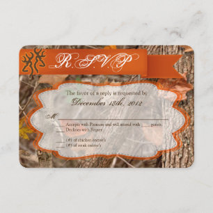3x5 R.S.V.P. Réponse Carte Chasse Couple Deer Doe 