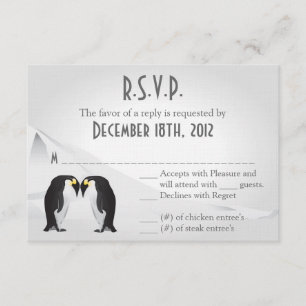 3x5 R.S.V.P. Réponse Carte Penguins Mate for Life