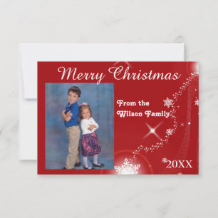 3x5 Red Stars/Snowflakes Christmas Card