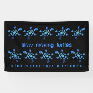 3'x5' Ten Slow Moving Blue Water Turtles Banner