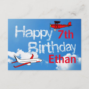 3x5Airplanes in the Sky - Boys Birthday Invitation