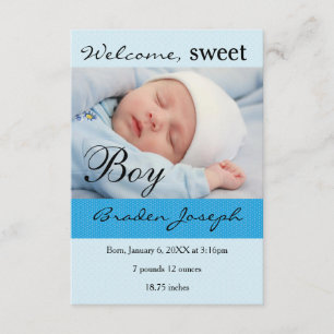 3x5Sweet Boy Newborn Baby Birth Announcement