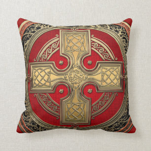[400] Ancient Celtic Sacred Gold Knot Cross Throw Pillow