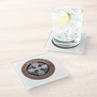 [400] Ancient Celtic Sacred Silver Knot Cross Glass Coaster