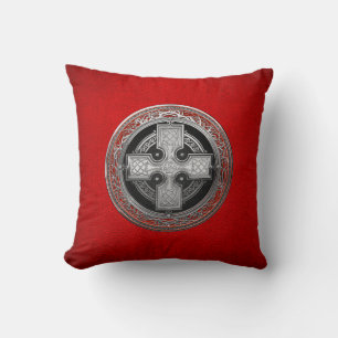 [400] Ancient Celtic Sacred Silver Knot Cross Throw Pillow