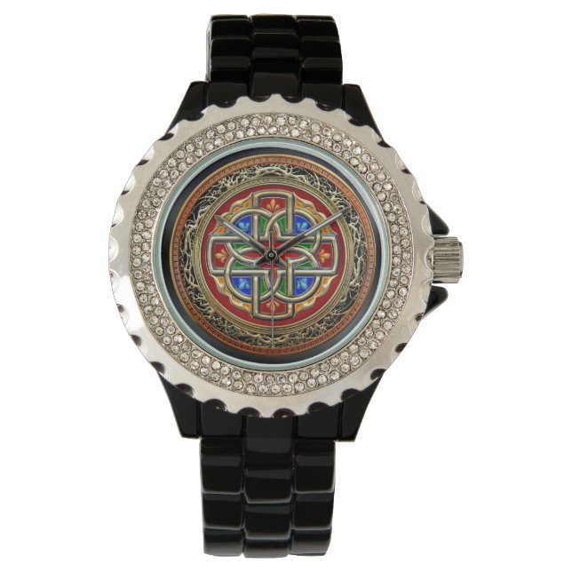 [400] Celtic Cross [Gold+Enamel] Watch (Front)