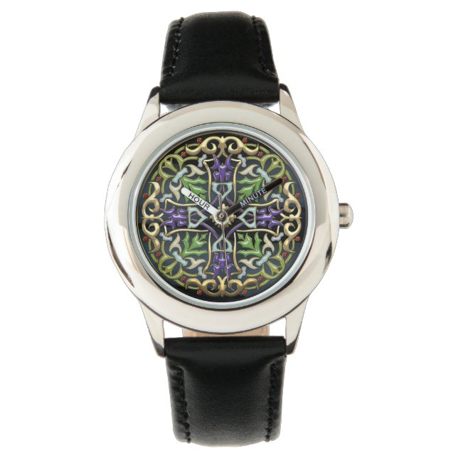 [400] Celtic Cross [Gold with Black Enamel] Watch (Front)