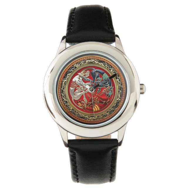 [400] Celtic Treasures - Three Dogs on Gold Watch (Front)