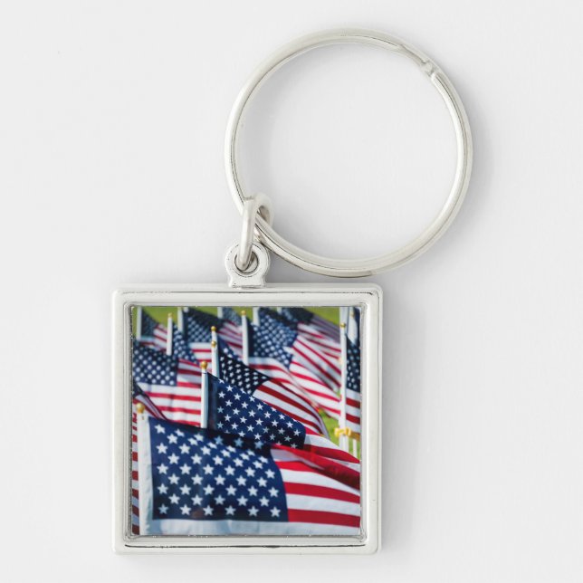 400 flags waving proudly in a field keychain (Front)