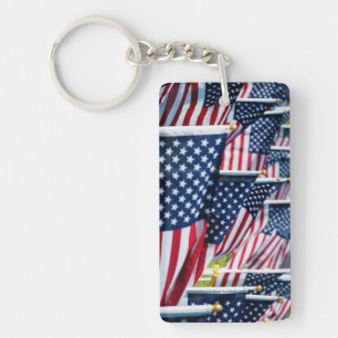 400 flags waving proudly in a field keychain