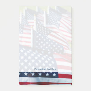 400 flags waving proudly in a field post-it notes