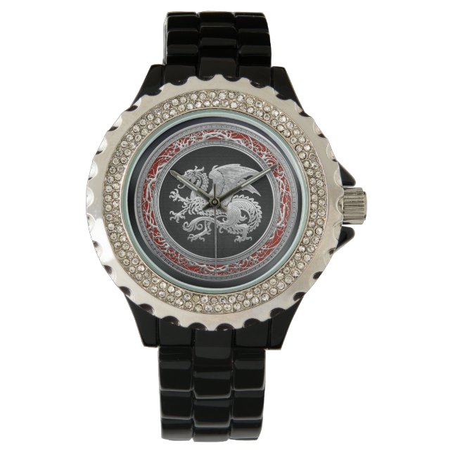 [400] Icelandic Dragon, Landvættir [Silver] Watch (Front)