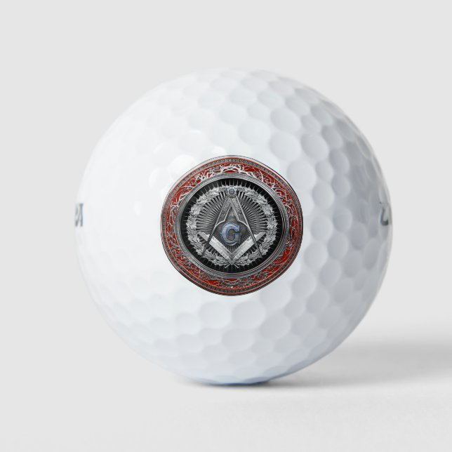 [400] Master Mason - Silver Square & Compasses Golf Balls (Front)