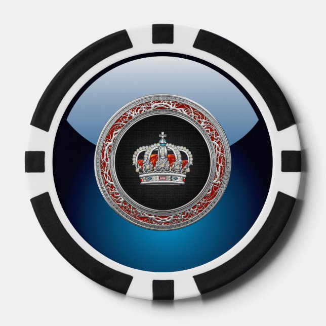 [400] Prince-Princess King-Queen Crown [Silver] Poker Chips (Front)