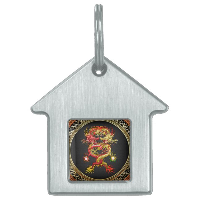 [400] Red and Yellow Dragons Pet ID Tag (Front)