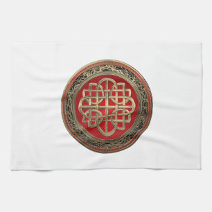 [400] Sacred Celtic Gold Knot Cross Kitchen Towel