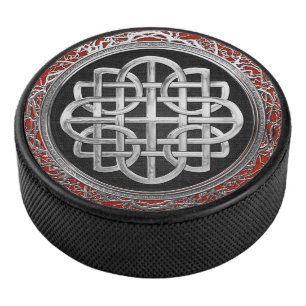 [400] Sacred Celtic Silver Knot Cross Hockey Puck