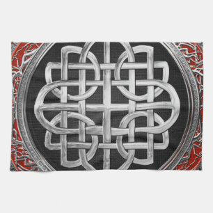 [400] Sacred Celtic Silver Knot Cross Kitchen Towel