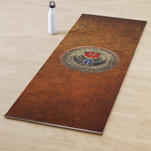 [400] Sacred Gold Egyptian Winged Scarab with Ankh Yoga Mat