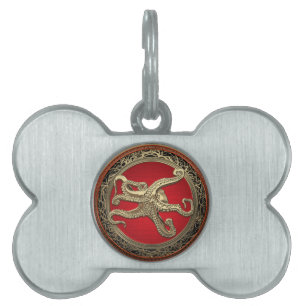 [400] Sacred Gold Octopus in Defensive Posture Pet ID Tag