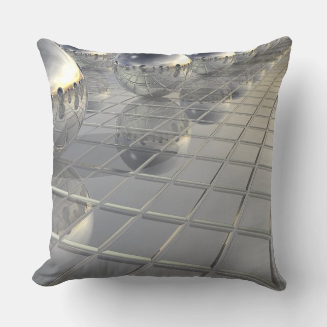 400 Silver Spheres Throw Pillow (Front)
