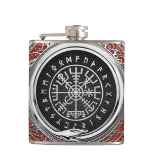 [400] Vegvisir - Viking Silver Magic Runic Compass Hip Flask