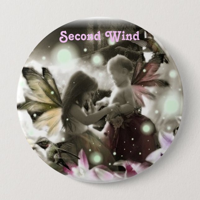 402885183, Second Wind 4 Inch Round Button (Front)
