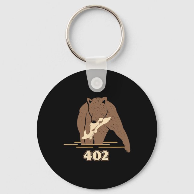 402 Fishing Bear Fat Brown Grizzly Lover Beartober Keychain (Front)