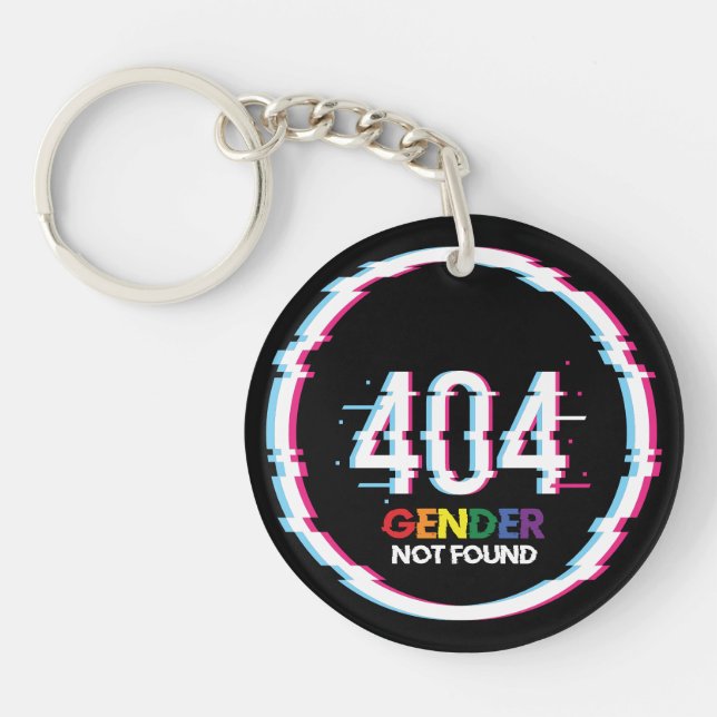 404 Gender Not Found | Funny LGBTQ | Pride Keychain (Front)