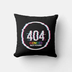 404 Gender Not Found Funny LGBTQ Pride Throw Pillow